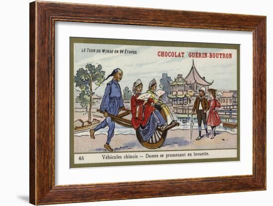 Chinese Vehicles - Women Travelling by Wheelbarrow-null-Framed Giclee Print