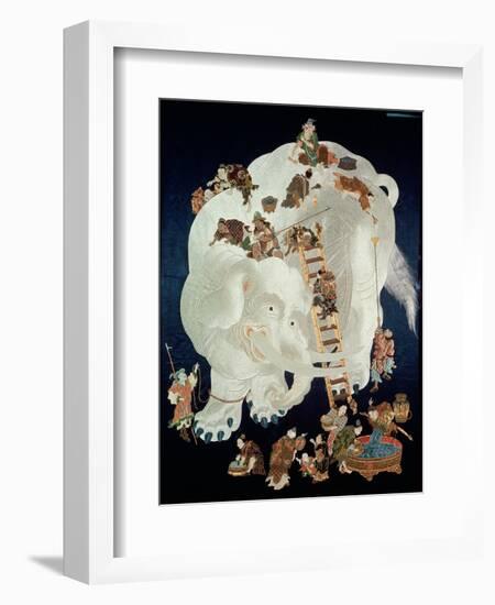 Chinese Washing a White Elephant, Gift Cover, 1800-50-null-Framed Giclee Print