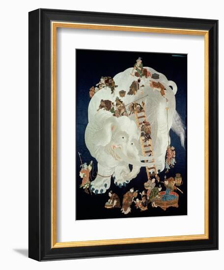 Chinese Washing a White Elephant, Gift Cover, 1800-50-null-Framed Giclee Print