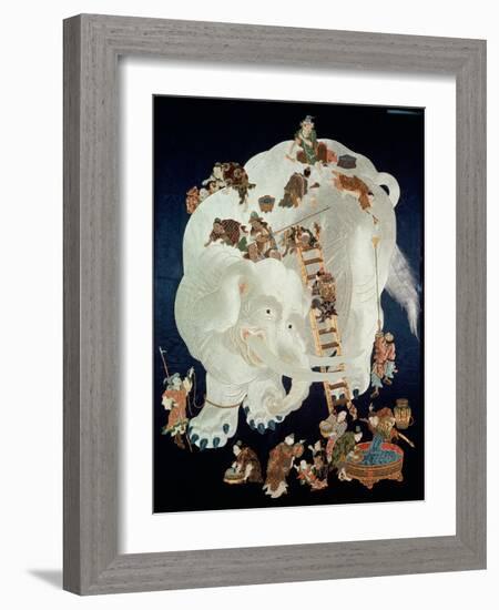 Chinese Washing a White Elephant, Gift Cover, 1800-50-null-Framed Giclee Print