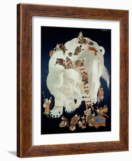 Chinese Washing a White Elephant, Gift Cover, 1800-50-null-Framed Giclee Print