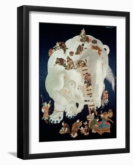 Chinese Washing a White Elephant, Gift Cover, 1800-50-null-Framed Giclee Print