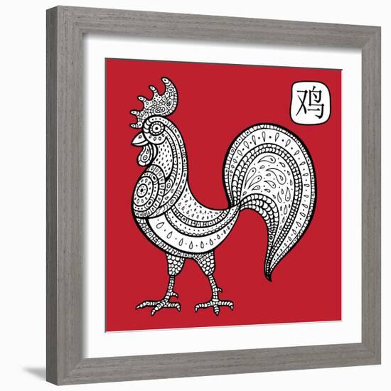 Chinese Zodiac. Animal Astrological Sign. Cock.-Katyau-Framed Art Print