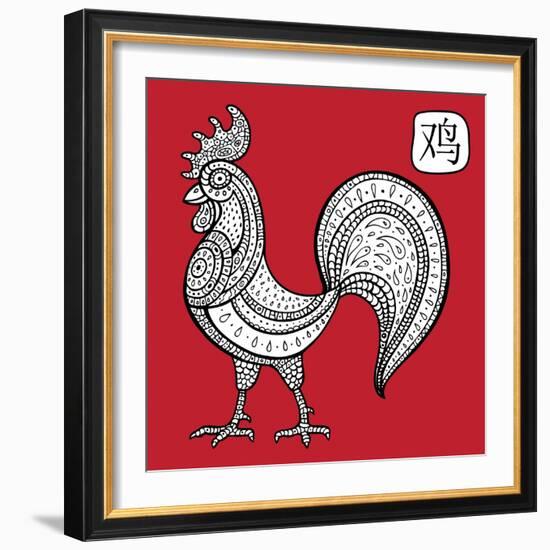 Chinese Zodiac. Animal Astrological Sign. Cock.-Katyau-Framed Art Print