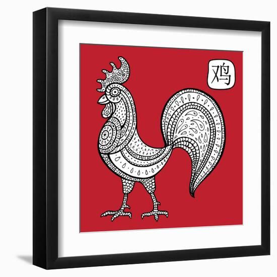 Chinese Zodiac. Animal Astrological Sign. Cock.-Katyau-Framed Art Print