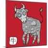 Chinese Zodiac. Animal Astrological Sign. Cow.-Katyau-Mounted Art Print