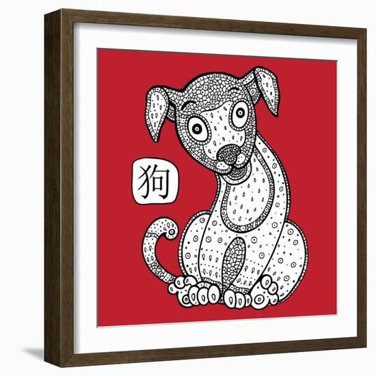 Chinese Zodiac. Animal Astrological Sign. Dog.-Katyau-Framed Art Print