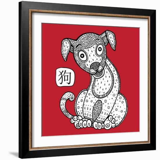 Chinese Zodiac. Animal Astrological Sign. Dog.-Katyau-Framed Art Print