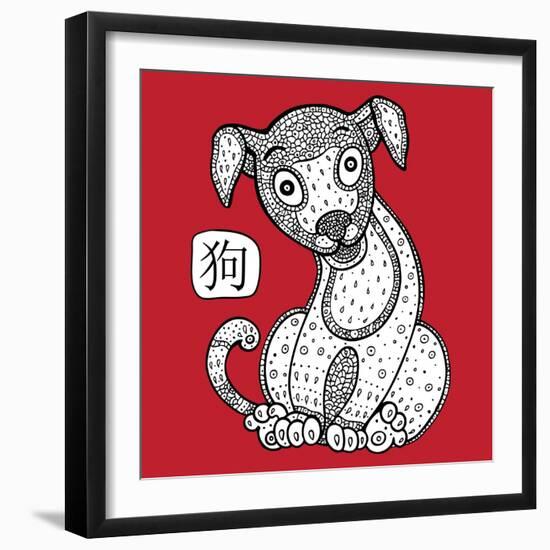 Chinese Zodiac. Animal Astrological Sign. Dog.-Katyau-Framed Art Print