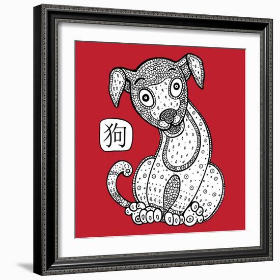 Chinese Zodiac. Animal Astrological Sign. Dog.-Katyau-Framed Art Print