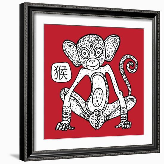 Chinese Zodiac. Animal Astrological Sign. Monkey.-Katyau-Framed Premium Giclee Print