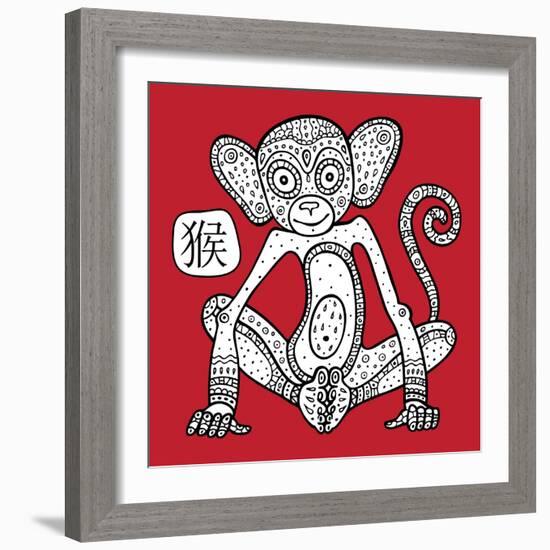 Chinese Zodiac. Animal Astrological Sign. Monkey.-Katyau-Framed Art Print