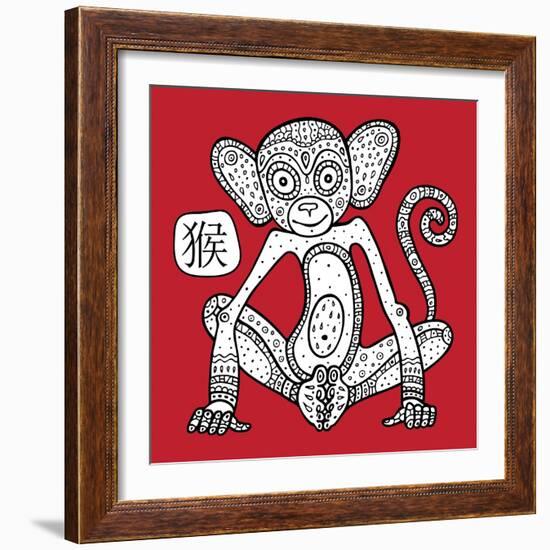 Chinese Zodiac. Animal Astrological Sign. Monkey.-Katyau-Framed Art Print