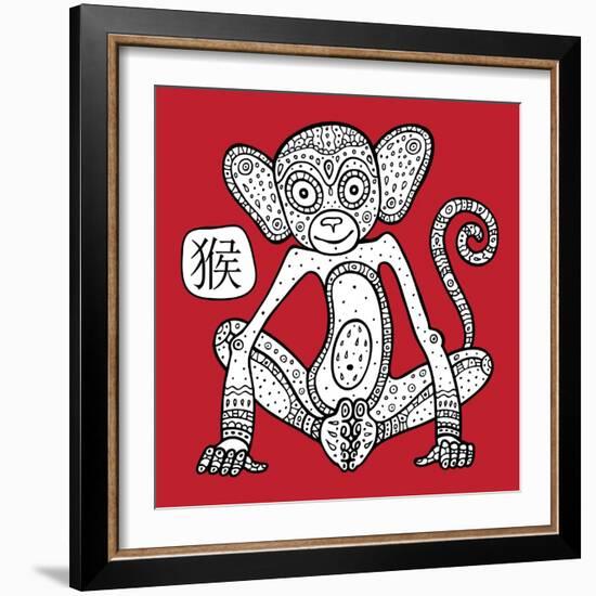 Chinese Zodiac. Animal Astrological Sign. Monkey.-Katyau-Framed Art Print