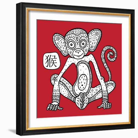 Chinese Zodiac. Animal Astrological Sign. Monkey.-Katyau-Framed Art Print