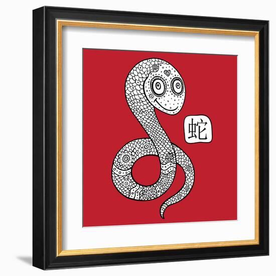 Chinese Zodiac. Animal Astrological Sign. Snake.-Katyau-Framed Art Print