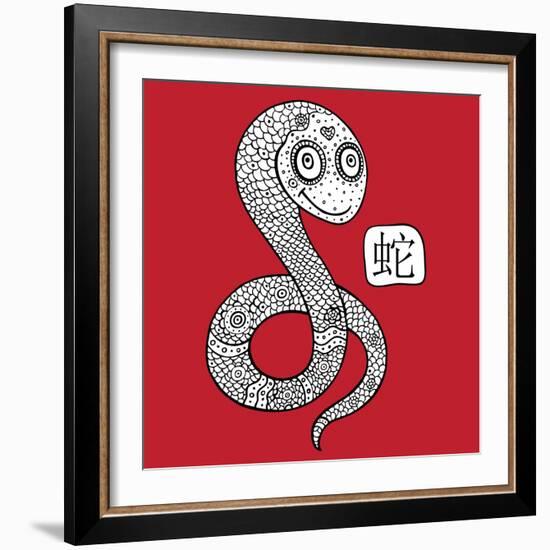 Chinese Zodiac. Animal Astrological Sign. Snake.-Katyau-Framed Premium Giclee Print