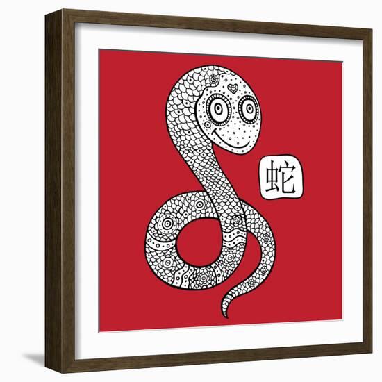 Chinese Zodiac. Animal Astrological Sign. Snake.-Katyau-Framed Art Print