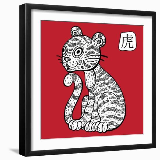 Chinese Zodiac. Animal Astrological Sign. Tiger.-Katyau-Framed Art Print