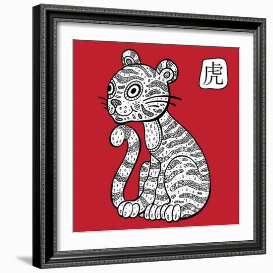 Chinese Zodiac. Animal Astrological Sign. Tiger.-Katyau-Framed Art Print
