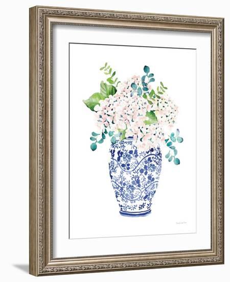 Chinoiserie Hydrangea II Blush-Mercedes Lopez Charro-Framed Art Print