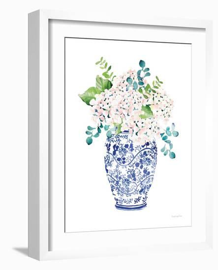 Chinoiserie Hydrangea II Blush-Mercedes Lopez Charro-Framed Art Print