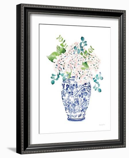 Chinoiserie Hydrangea II Blush-Mercedes Lopez Charro-Framed Art Print