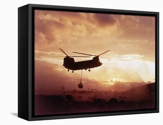 Chinook Helicopter Lifts Ammunition-null-Framed Premier Image Canvas