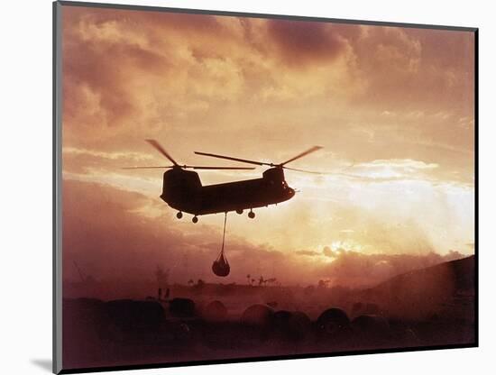 Chinook Helicopter Lifts Ammunition-null-Mounted Photographic Print