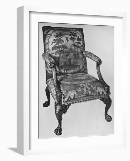 'Chippendale Mahogany Arm-Chair with Needlework Upholstery', mid 18th century, (1928)-Thomas Chippendale-Framed Giclee Print