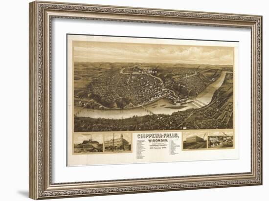 Chippewa Falls, Wisconsin - Panoramic Map-Lantern Press-Framed Art Print