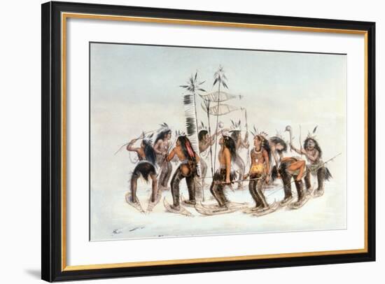 Chippewa Snowshoe Dance, C.1835-George Catlin-Framed Giclee Print