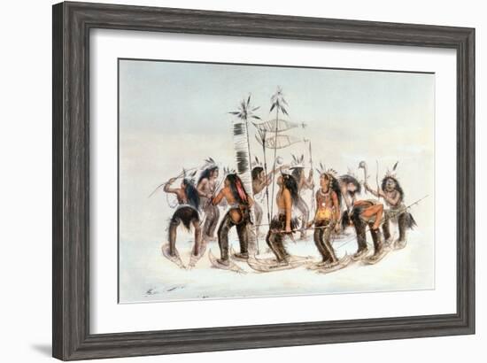 Chippewa Snowshoe Dance, C.1835-George Catlin-Framed Giclee Print