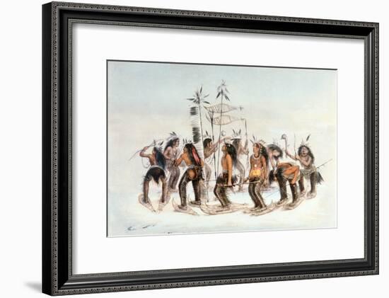 Chippewa Snowshoe Dance, C.1835-George Catlin-Framed Giclee Print