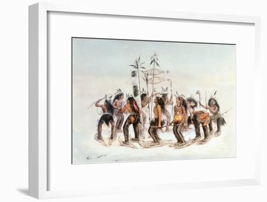 Chippewa Snowshoe Dance, C.1835-George Catlin-Framed Giclee Print