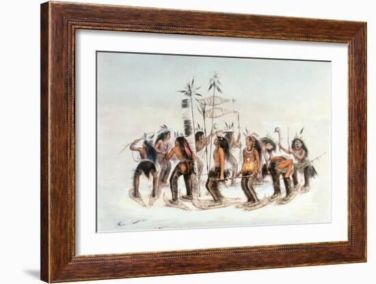 Chippewa Snowshoe Dance, C.1835-George Catlin-Framed Giclee Print