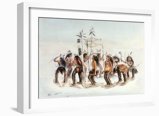 Chippewa Snowshoe Dance, C.1835-George Catlin-Framed Giclee Print