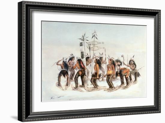 Chippewa Snowshoe Dance, C.1835-George Catlin-Framed Giclee Print