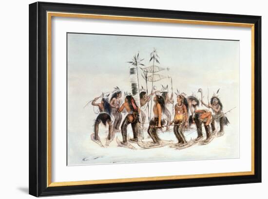 Chippewa Snowshoe Dance, C.1835-George Catlin-Framed Giclee Print