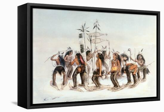 Chippewa Snowshoe Dance, C.1835-George Catlin-Framed Premier Image Canvas