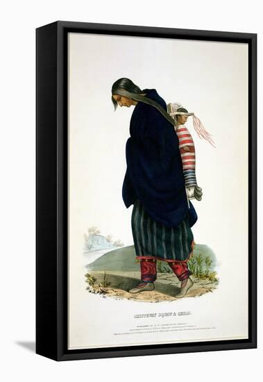 Chippeway Squaw and Child, Published by F.O.W. Greenough, 1838-John T. Bowen-Framed Premier Image Canvas