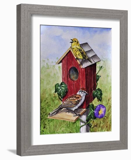 Chipping Sparrow and Yellow Warbler-Charlsie Kelly-Framed Giclee Print