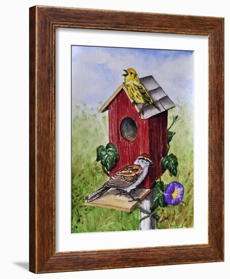 Chipping Sparrow and Yellow Warbler-Charlsie Kelly-Framed Giclee Print