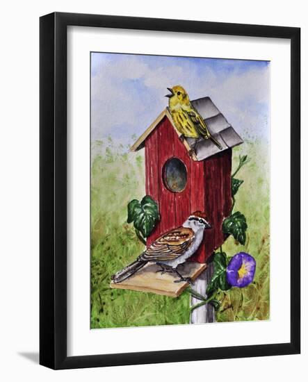 Chipping Sparrow and Yellow Warbler-Charlsie Kelly-Framed Giclee Print