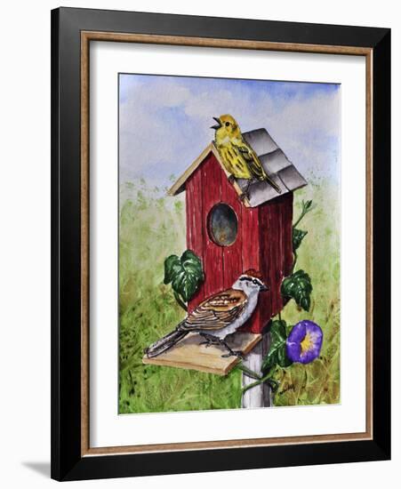 Chipping Sparrow and Yellow Warbler-Charlsie Kelly-Framed Giclee Print