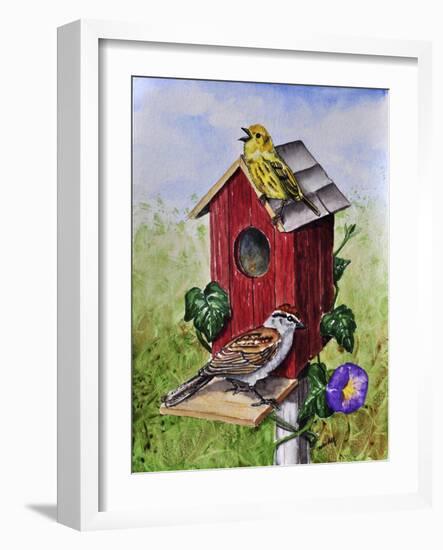 Chipping Sparrow and Yellow Warbler-Charlsie Kelly-Framed Giclee Print