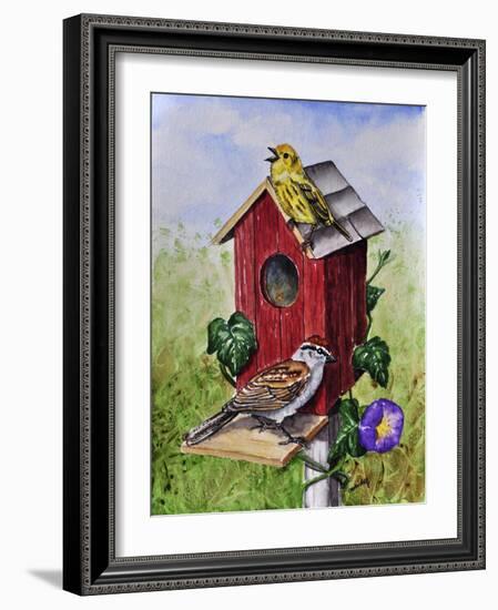 Chipping Sparrow and Yellow Warbler-Charlsie Kelly-Framed Giclee Print