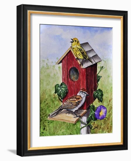 Chipping Sparrow and Yellow Warbler-Charlsie Kelly-Framed Giclee Print