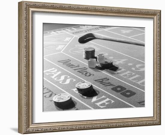 Chips & Dice on a Gambling Table-null-Framed Photographic Print