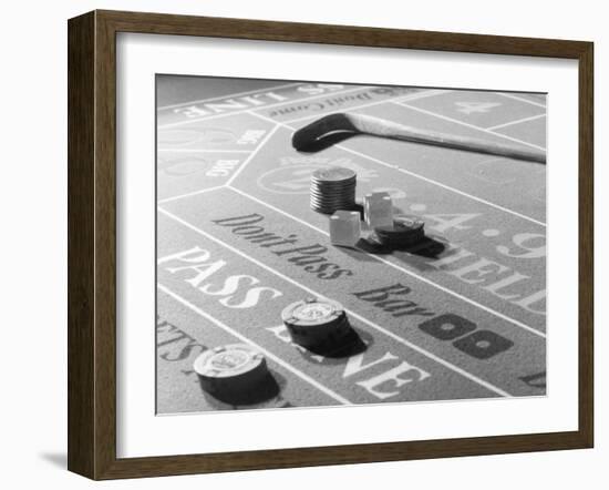 Chips & Dice on a Gambling Table-null-Framed Photographic Print